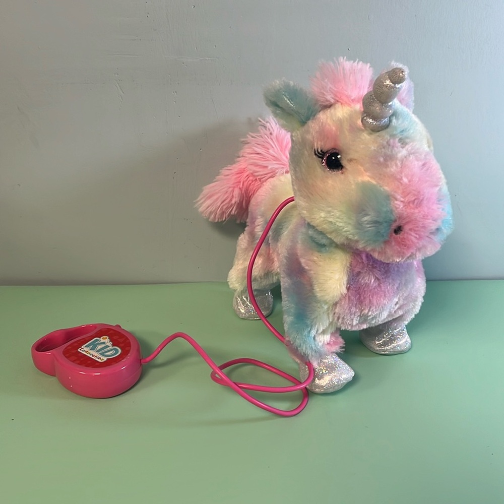 Kid Connection My Walking Pet Pastel Rainbow Unicorn, Kids Unicorn Horse Pet Toy